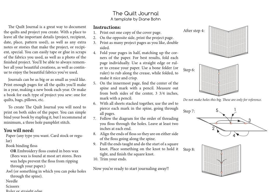 from blank pages... Quilt Journal