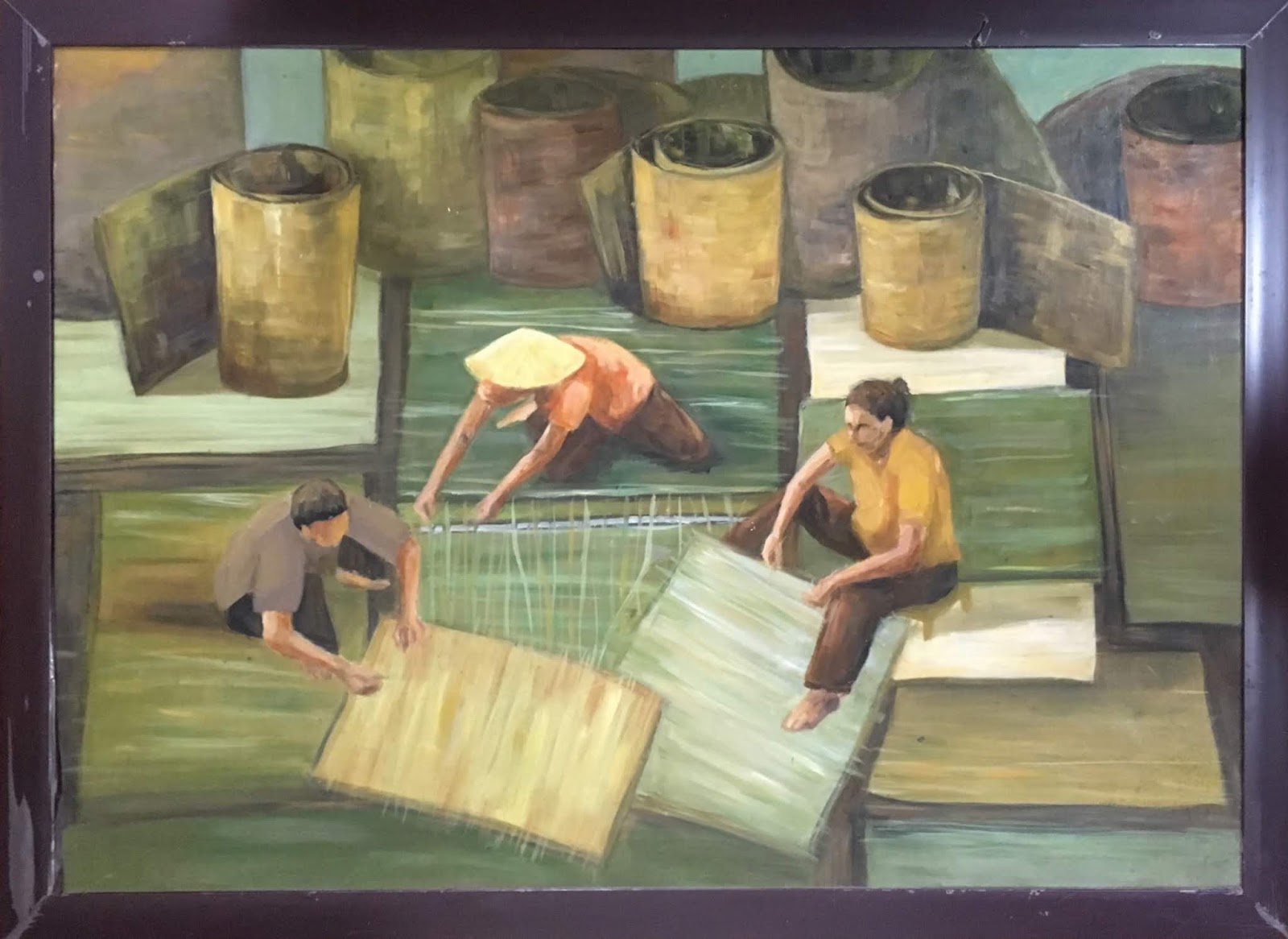 Làm chiếu - tranh sơn dầu