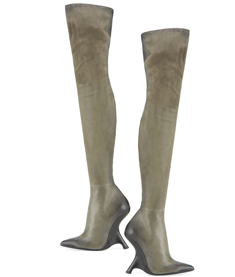 TOM FORD Sculptural-Heel Over-the-Knee Boot, Gray