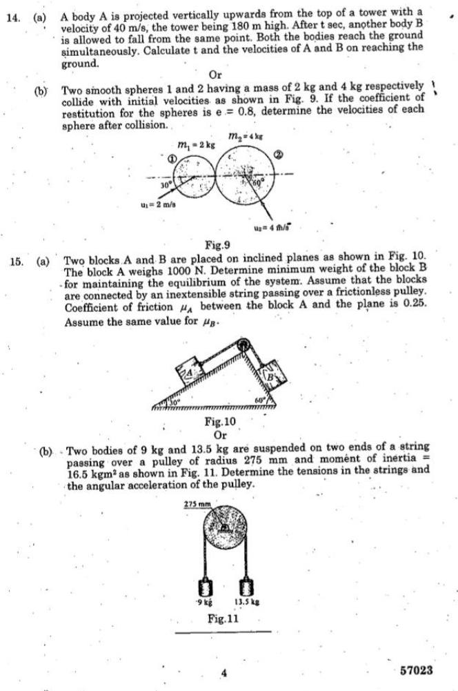 GE6253 Engineering Mechanics BE First Year 2014 Question Paper