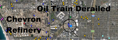 map of El Segundo oil train derailed