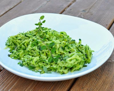 Shredded Zucchini with Thyme ~ easy grated and sautéed zucchini ~ vegan, gluten-free, low-carb, low-cal, for Weight Watchers, PointsPlus 1 ~ KitchenParade.com