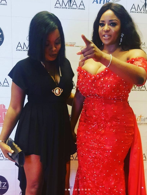 Sexy Looking Funke Adesiyan Goes Seductive With Mr Ibu On Amaa 2017 Red 