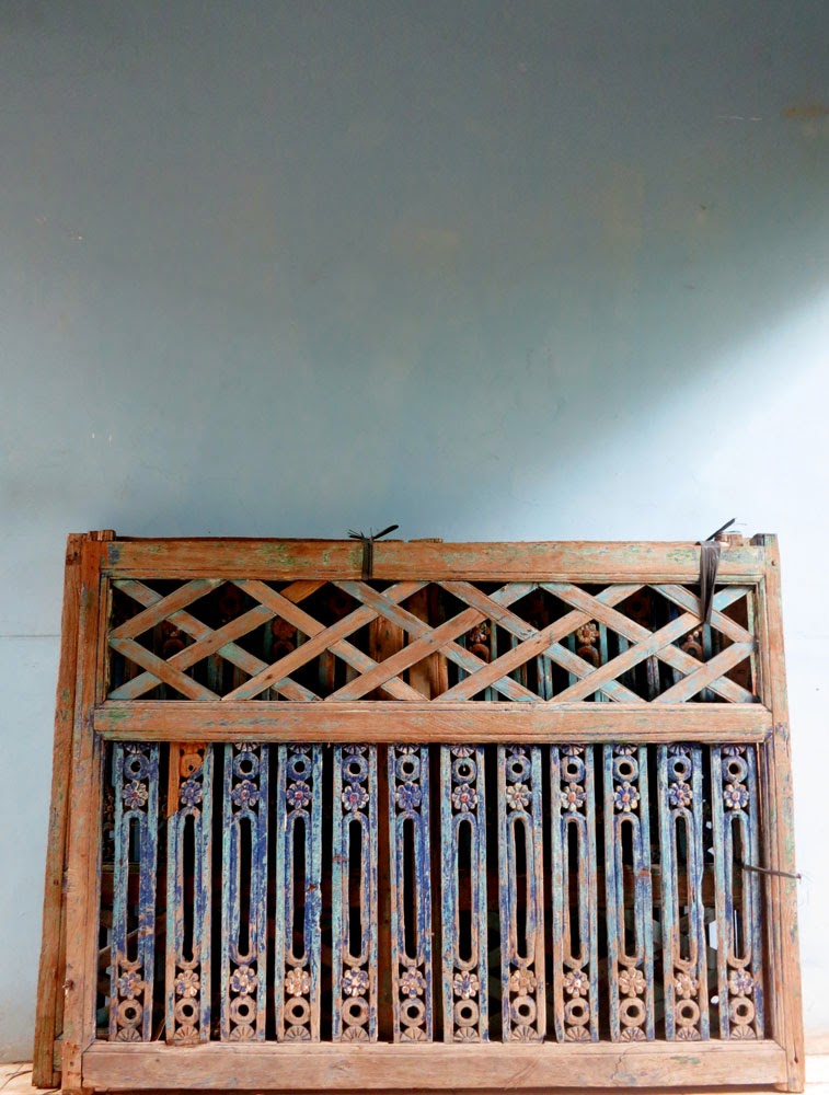 DEPOT BARANG ANTIK JAKARTA Set Pagar Ukir Antik Biru (4pcs)