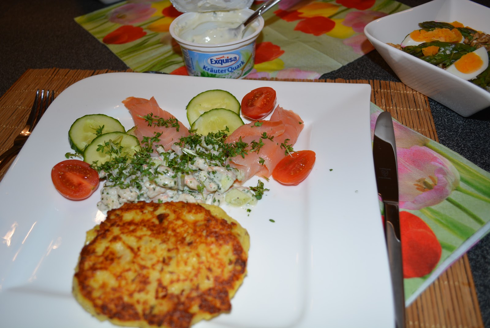 Würzige Quark- Kartoffelpuffer mit Lachs