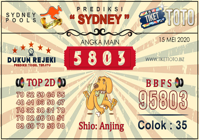 Prediksi Togel SYDNEY TIKETTOTO 15 MEI 2020