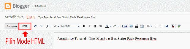 Pastekan code ke entri html blog