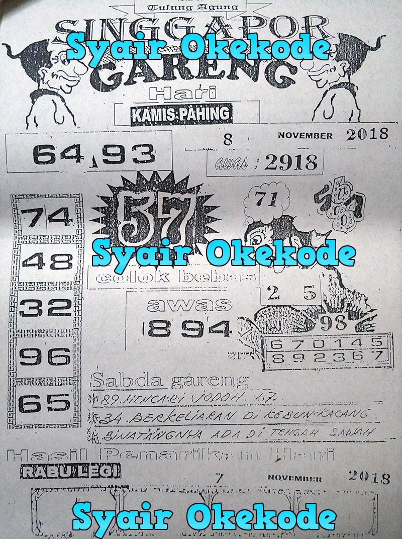 Gambar Syair Jawa Sgp Asli Kamis 8 11 2018 Okekode