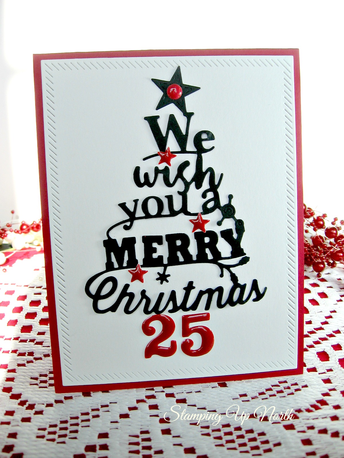 stamping up north with laurie Memory Box Merry Christmas tree Die