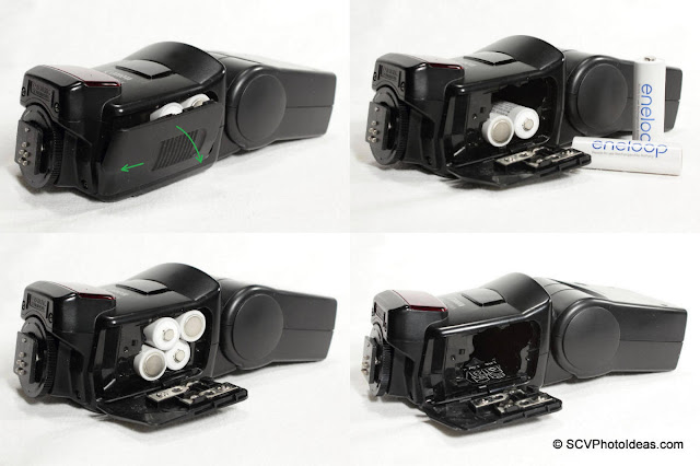 Canon Speedlite 420EX battery compartment / loading