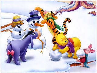 Winnie the Pooh en Invierno: Marcos, Tarjetas o Invitaciones para Descargar Gratis.