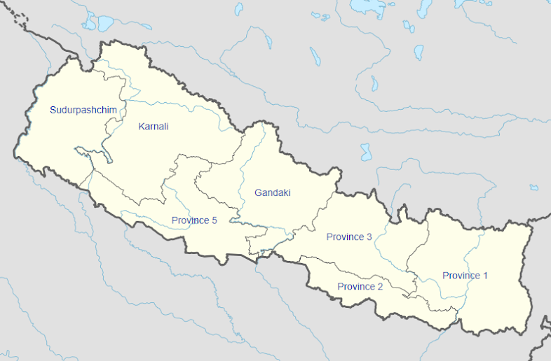 Peta pembagian wilayah administratif Nepal