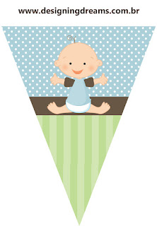 Bebé Niño: Mini Kit para Imprimir Gratis. Banderines para Imprimir Gratis de Bebé Niño.