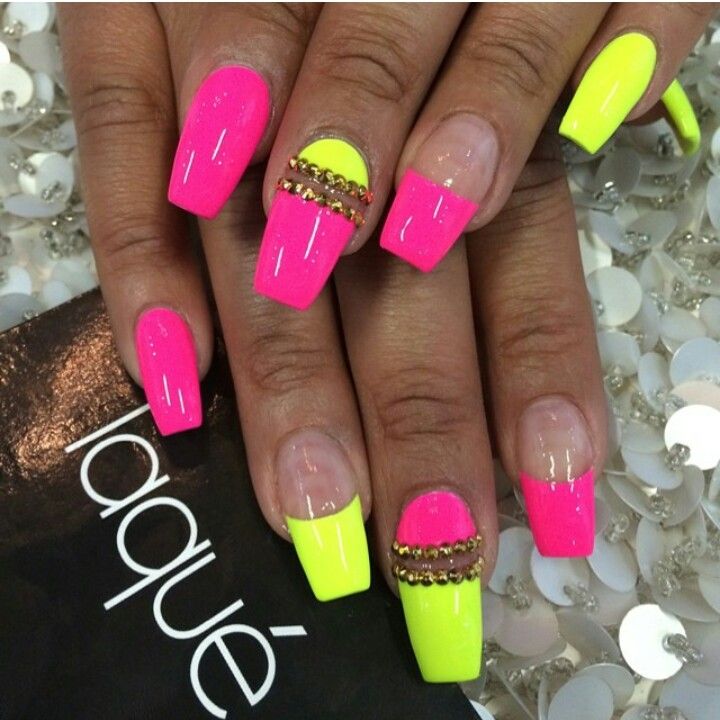 Pink yellow nails!