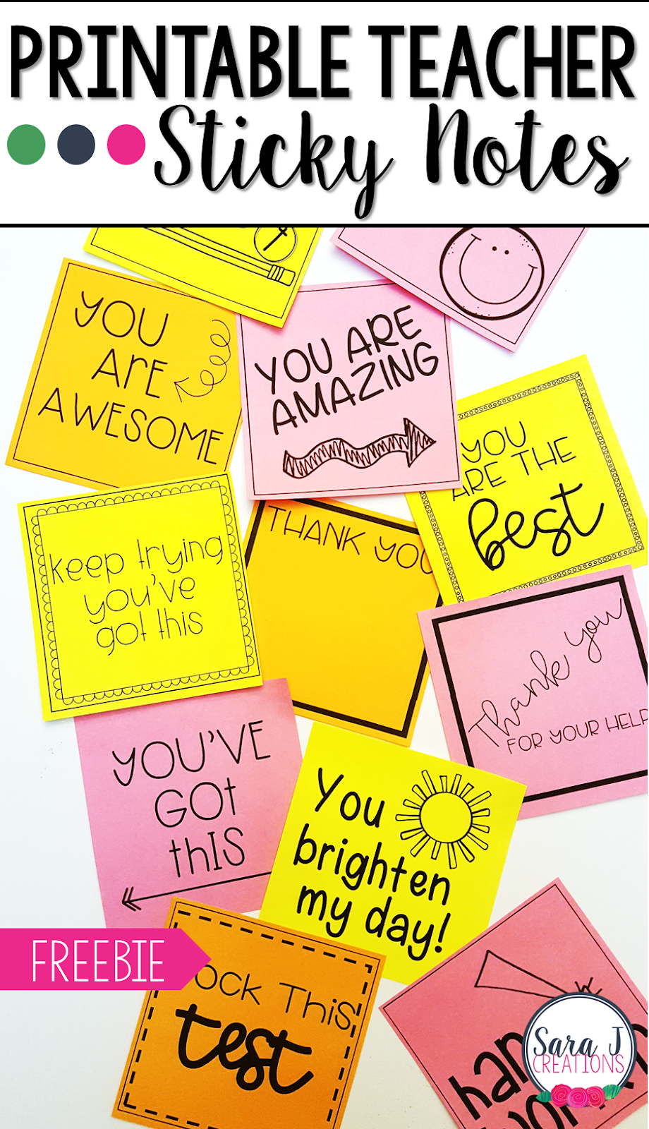 Printable sticky notes for teachers