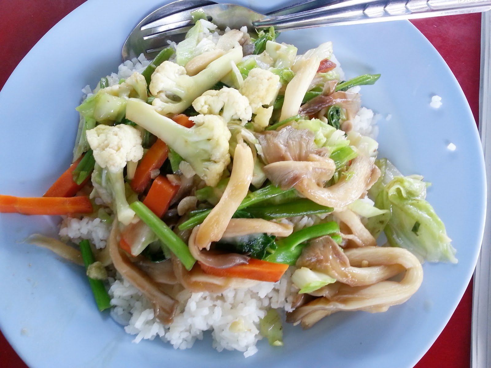 Thai Food Delicasies Mixed Vegetables With Mushrooms