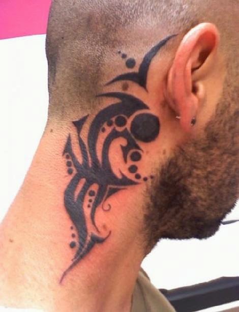 tribal neck tattoo men