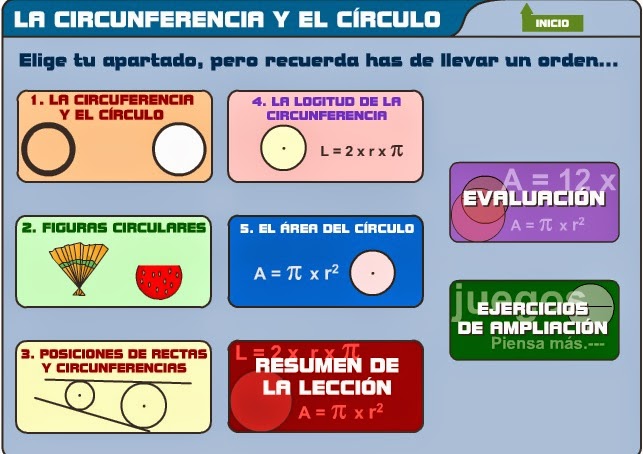 http://www.educa.madrid.org/web/cp.beatrizgalindo.alcala/archivos/circuloycircunferencia/menu.html
