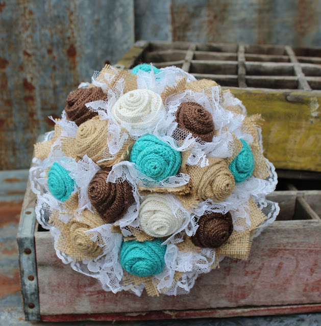 rustic wedding flowers with turquoise