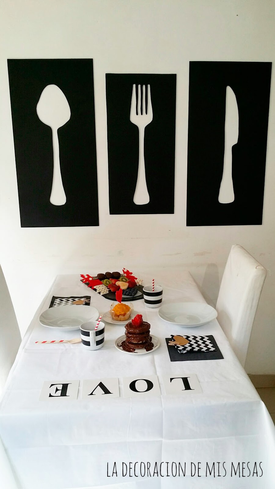 Mesa decorada para San Valentin