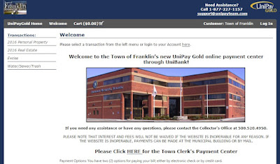 screen grab of online bill payment service for Franklin