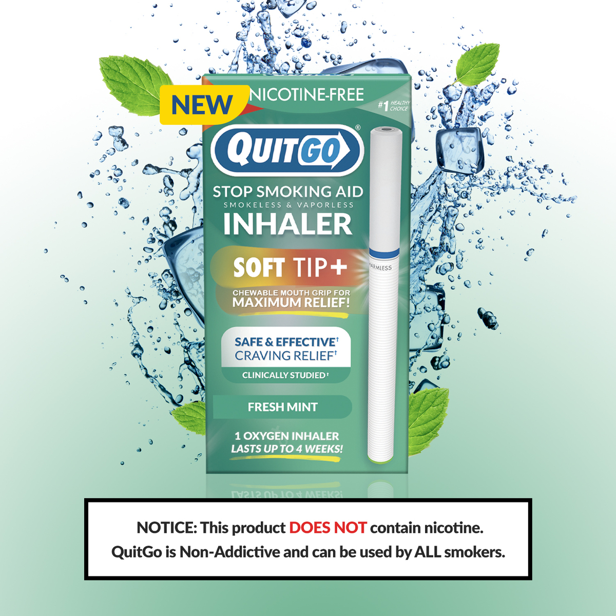 QuitGo Oxygen Flavored Smoking Cessation Inhaler with Soft Tip 2 Pack