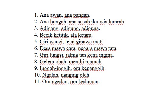 19 Contoh Purwakanthi Guru Swara Dari Awalan A Z Kejawen Wetan