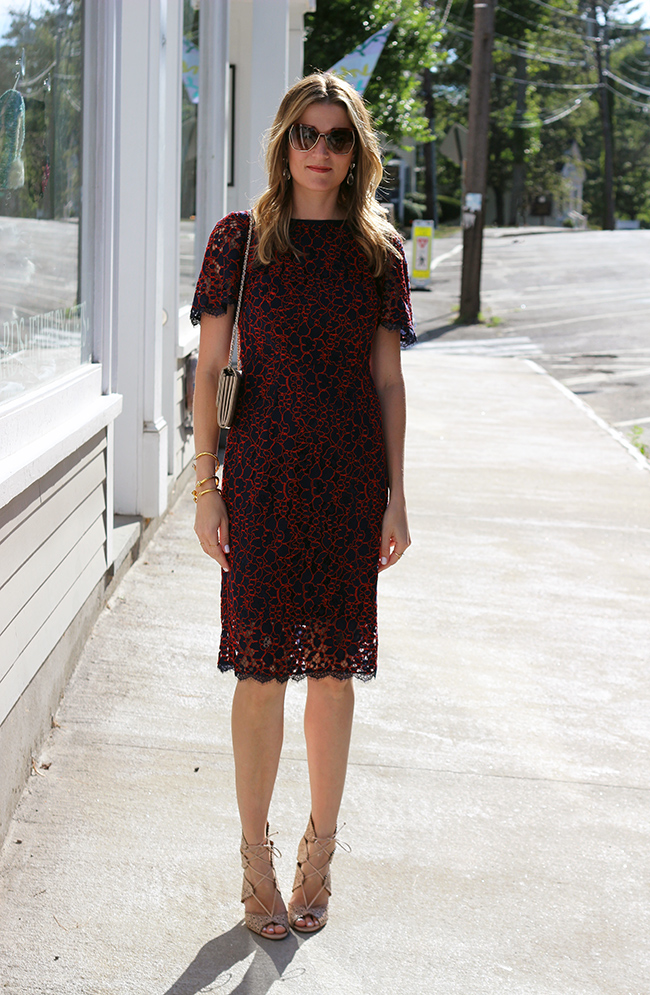 Navy and Red Lace Dress | Threads for Thomas