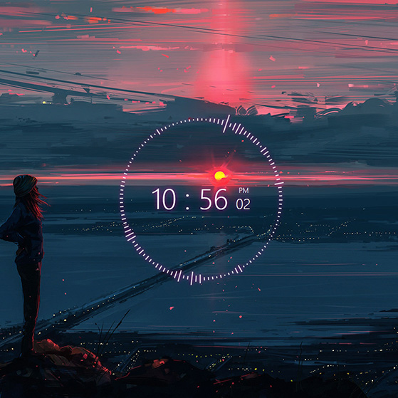 Nightfall (Clock+Audio) Wallpaper Engine