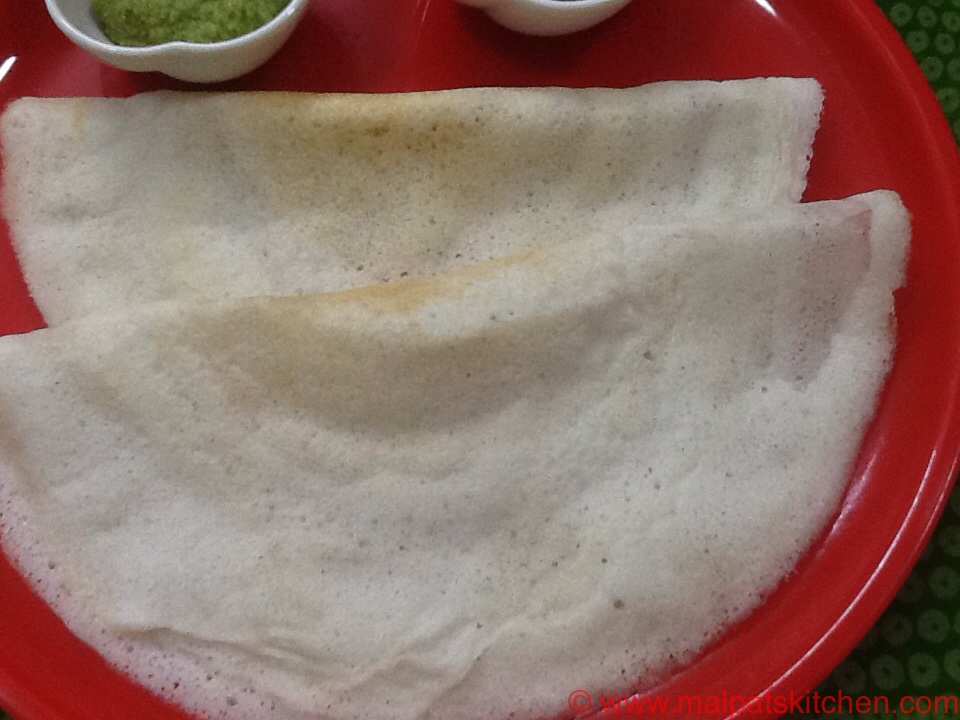 WHITE DOSA / RAW RICE DOSA/RICE CREPES & TOMATOONION GOTHSU Malpats