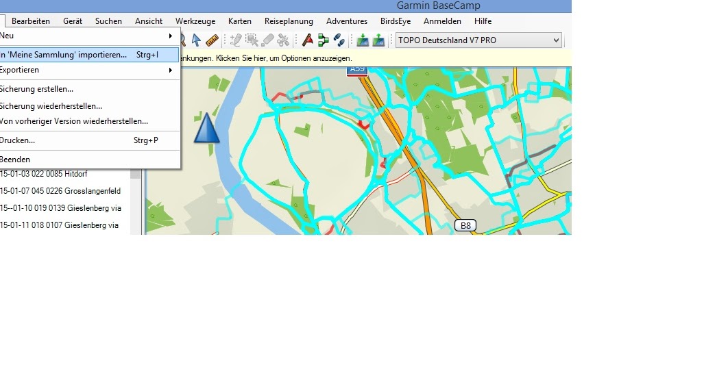 Radtouren von Monheim, Baumberg und Langenfeld GARMIN BASECAMP BACKUP
