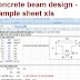 concrete beam design - Sample sheet xls