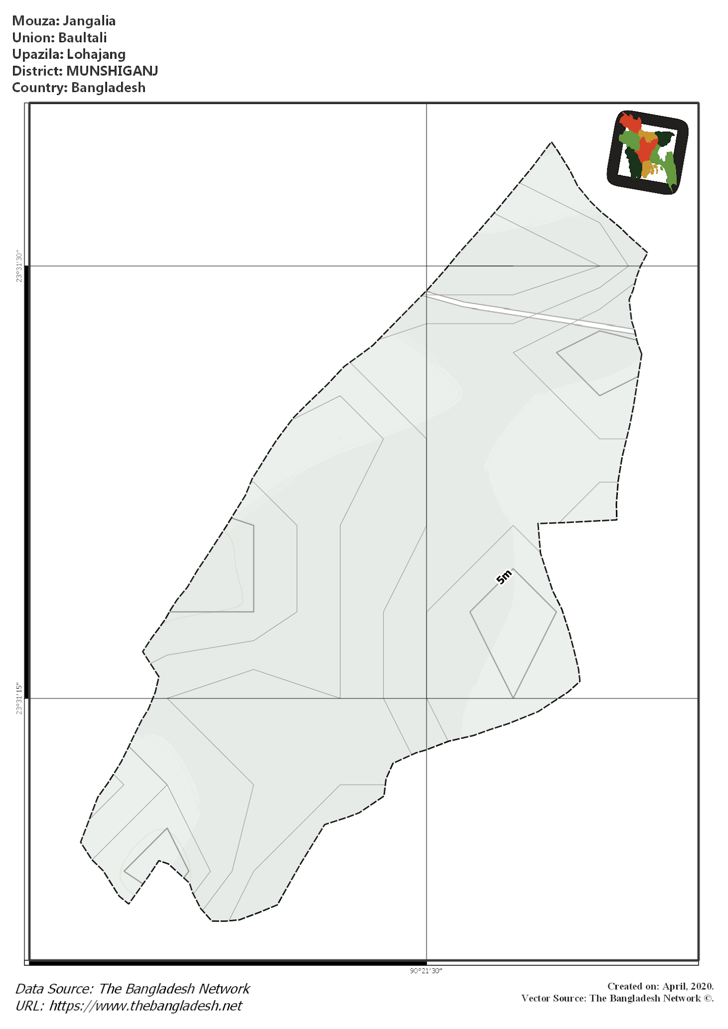Map of Jangalia Mouza of Lohajang Upazila, MUNSHIGANJ, Bangladesh.