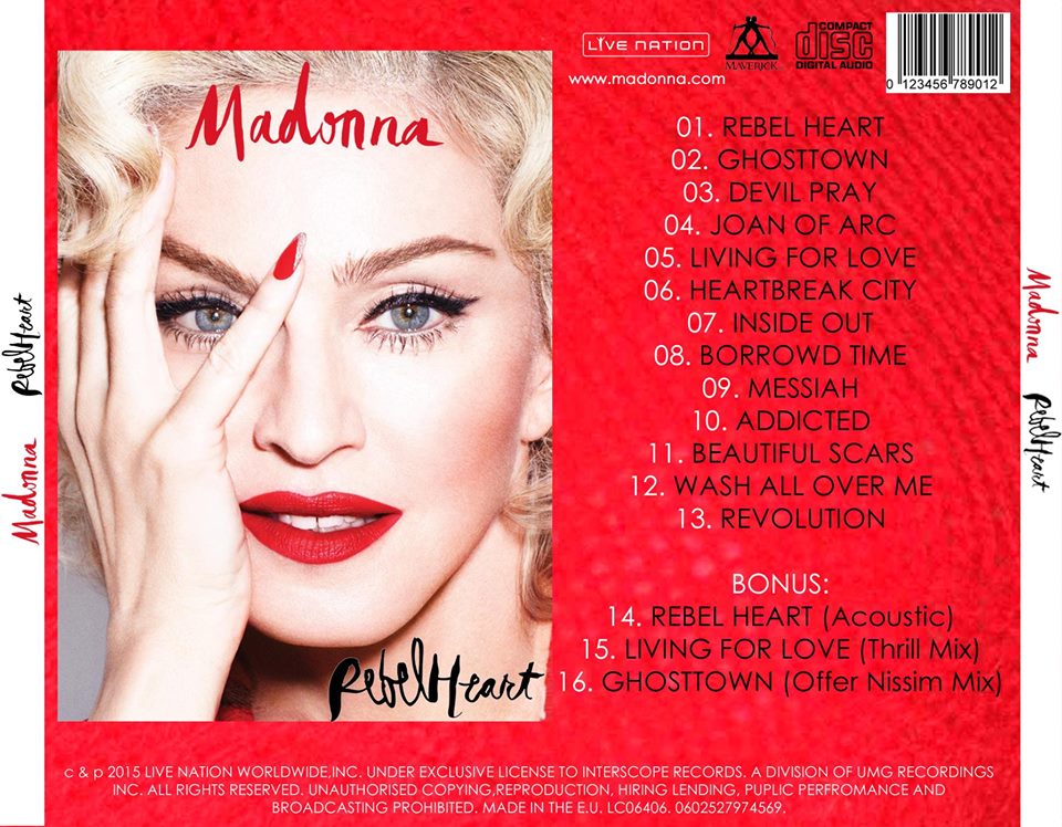 Madonna FanMade Covers Rebel Heart back cover