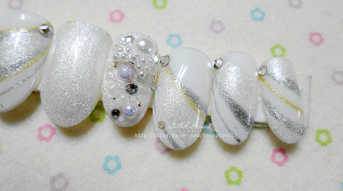 pearl white nail design