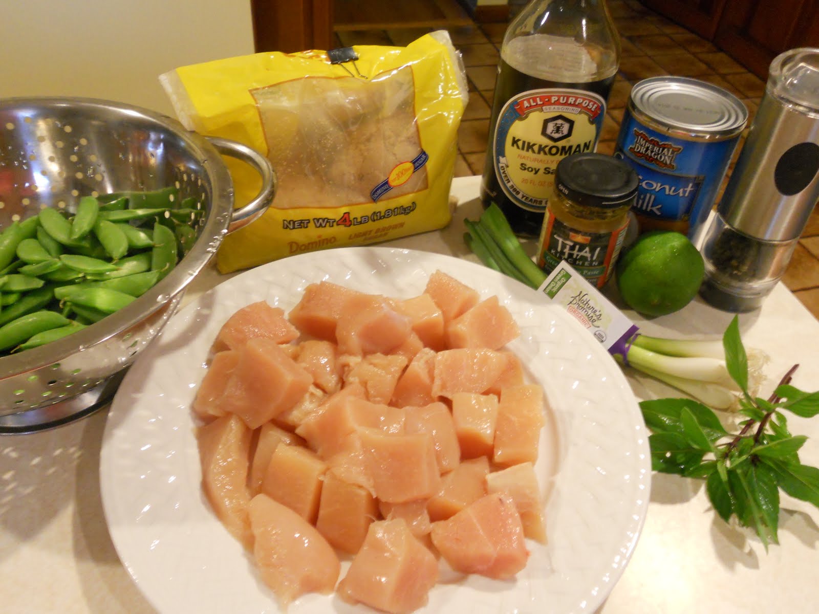 Thai Basil Green Curry with Chicken, Snap Peas and Spinach