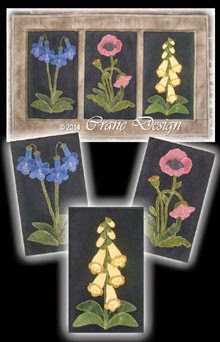 English Flower Garden Wool Applique Wall Hanging 16" by 27"