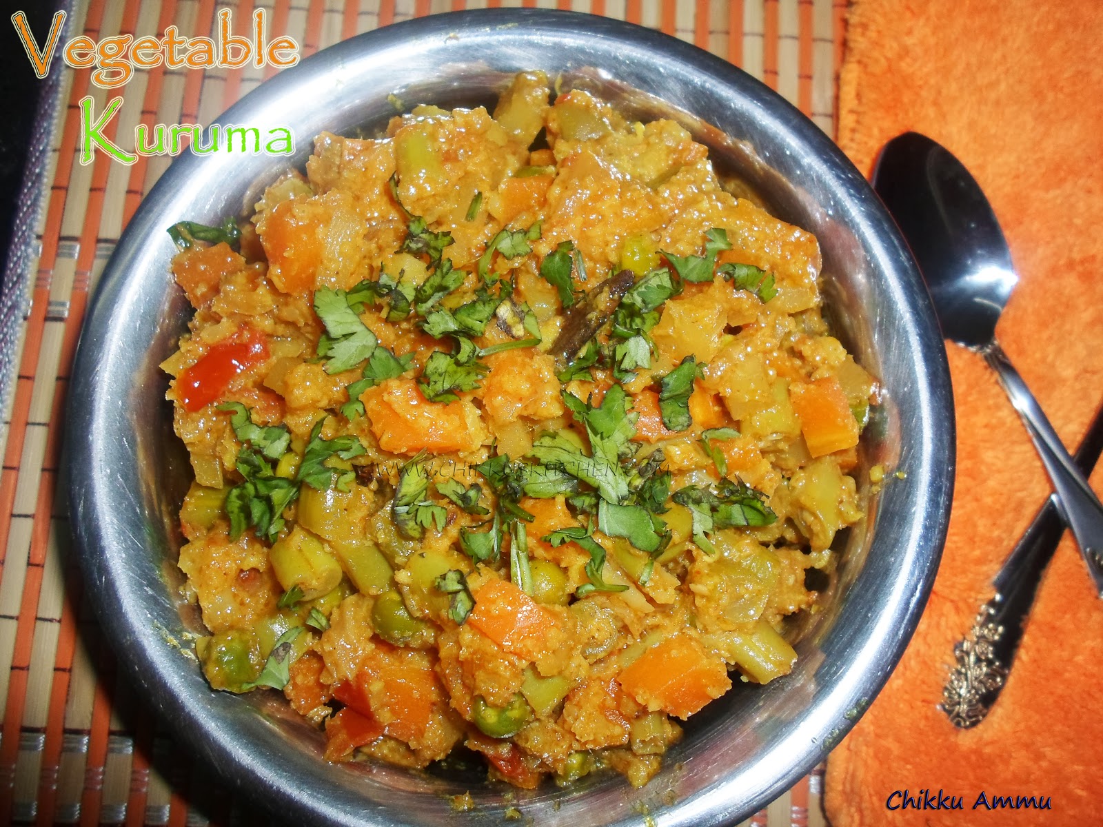 Chikkus Kitchen Vegeteble Kurma / Mixed Vegetable Kurma / Chapati Kurma