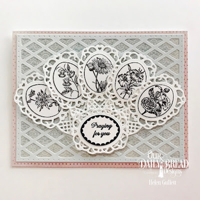 Our Daily Bread Designs Stamp Set: Lovely Flower, Custom Dies: Fancy Fan, Lattice Background, Paper Collections: Shabby Rose, Pastel