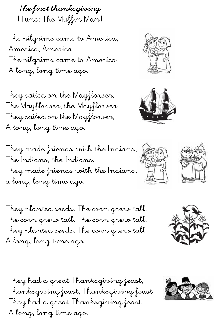 Songs thanksgiving readings familiar lyrics song worksheets printable In our class & at home: November 2011