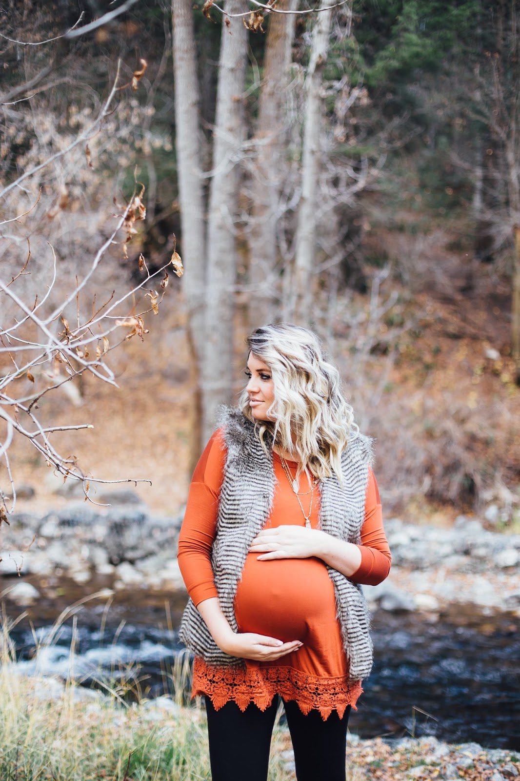 Maternity Outfit, Fur Vest, Balayage Hair, Choies