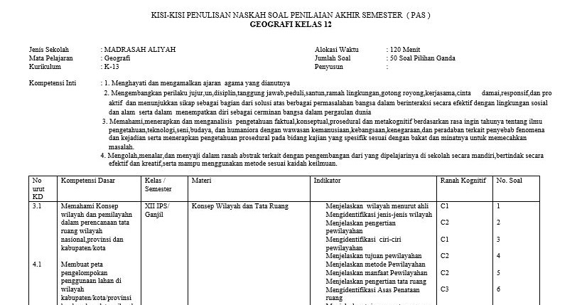 Soal pas geografi kelas 10 semester 1