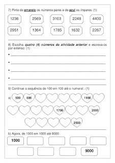 Avaliação de Matemática para 3º Ano Fundamental.
