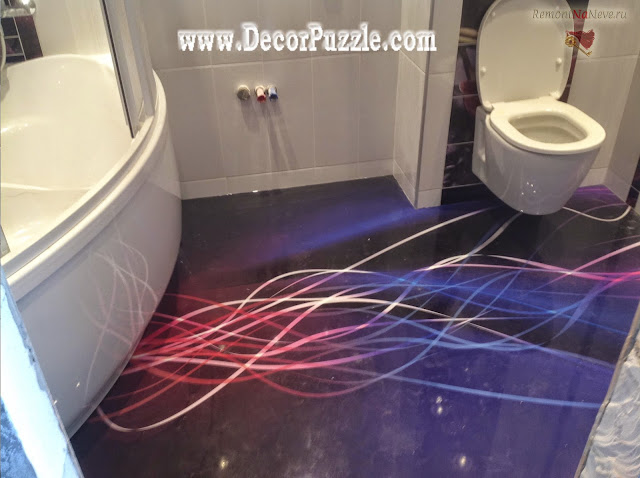 3d bathroom floor murals and designs, self-leveling floors for bathroom, purple floors