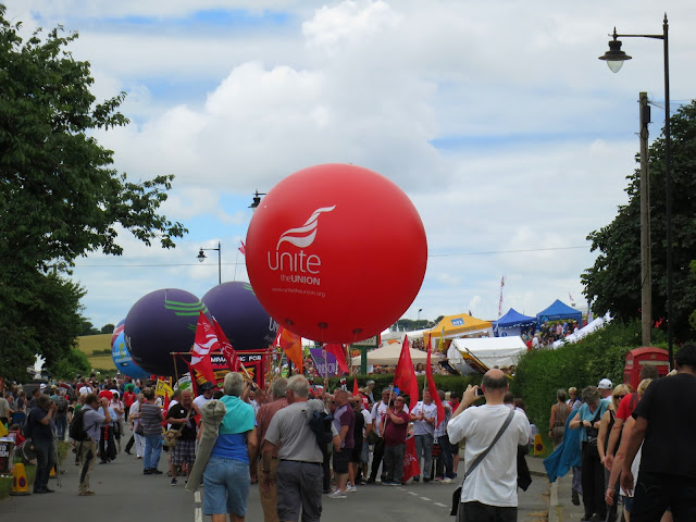 Huge red balloon of UNITE the union at the Tolpuddle Festival 2016