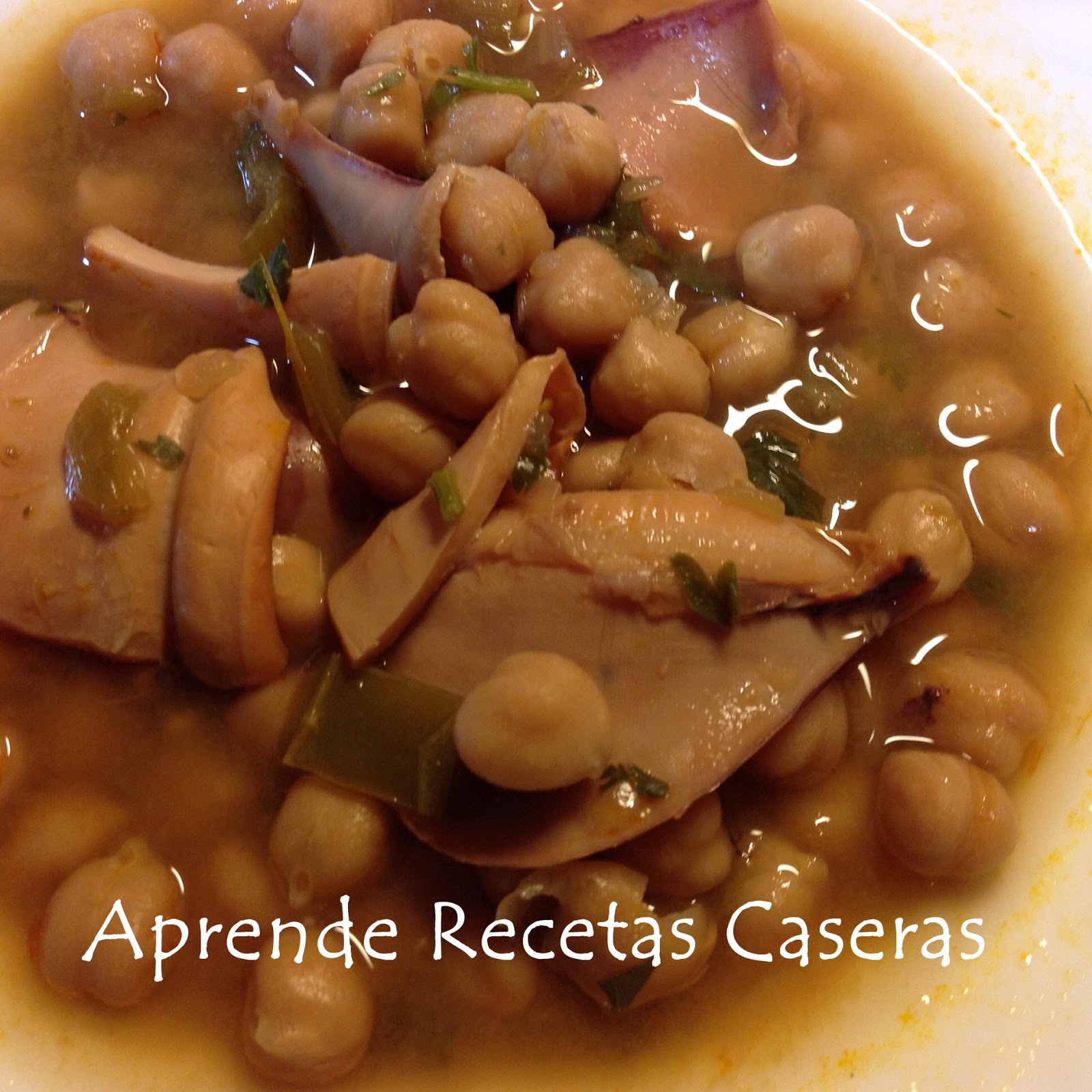 Aprende Recetas Caseras Guiso de Garbanzos con Calamares