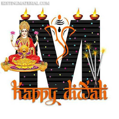 Happy diwali M name alphabet