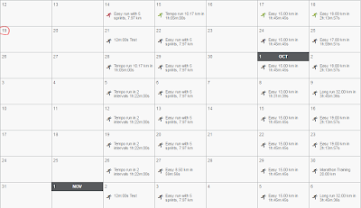 ตัวอย่างตารางฝึกซ้อมมาราธอนจาก Endomondo