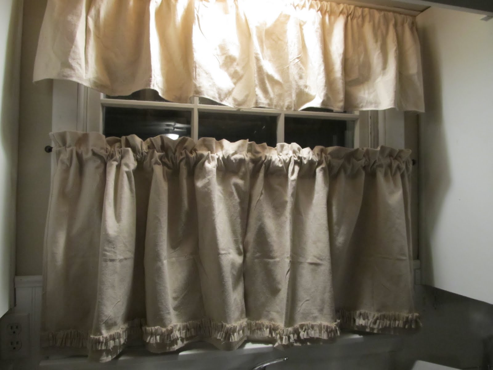 Happy As A Lark DIYKitchen Curtains out of a Painter's Drop Cloth