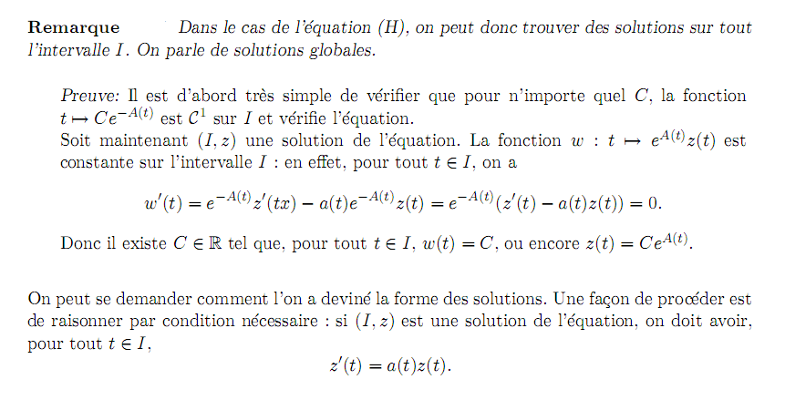 Equations différentielles linéaires d’ordre 1